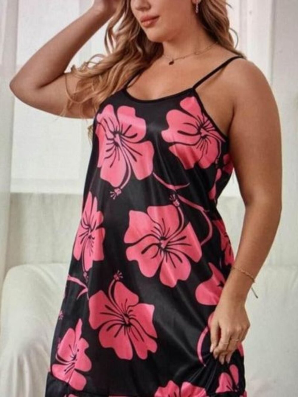 Ladies size 5XL Floral and black Cami dress